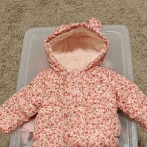 Old Navy Pink Floral Kids Puffer Jacket